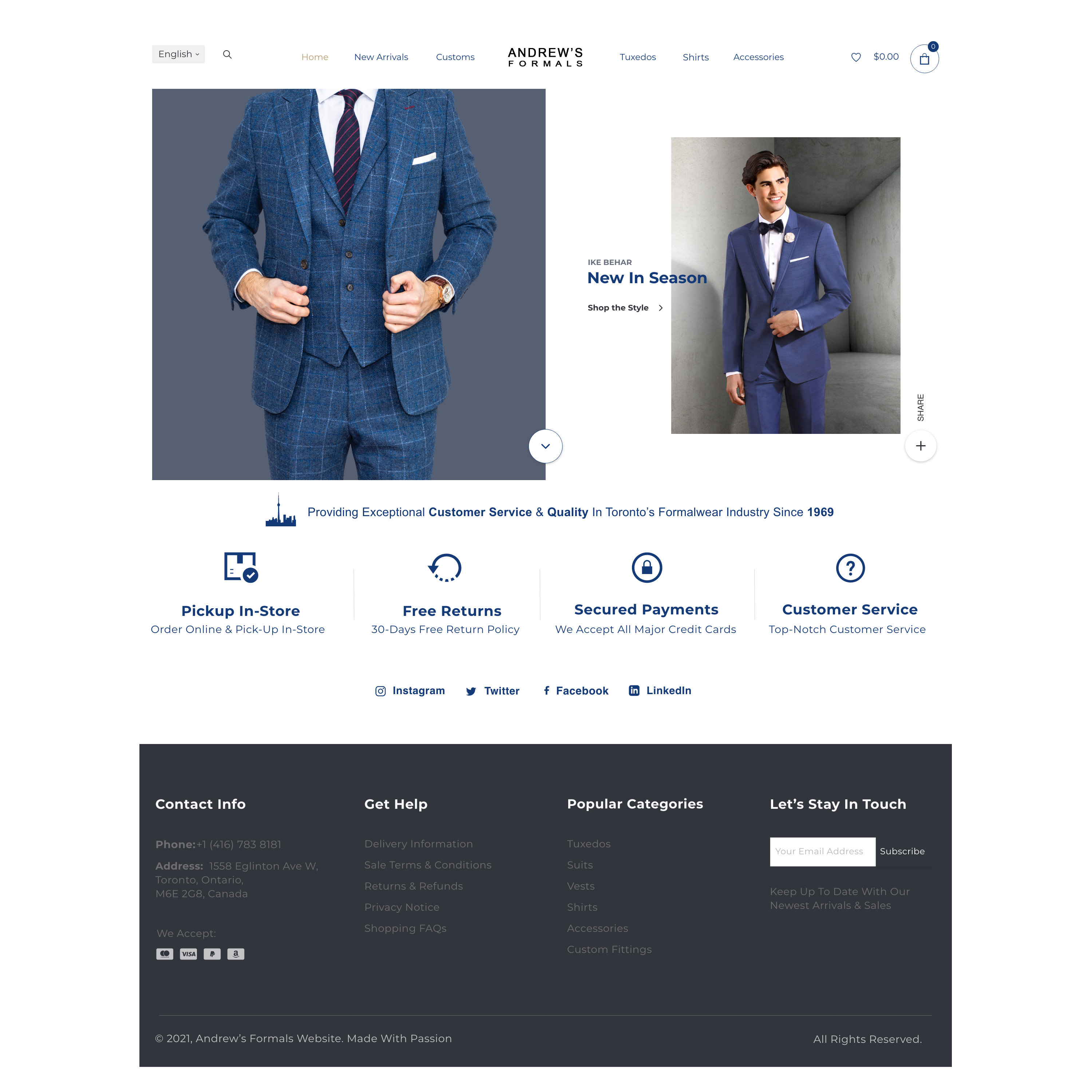 Formalwear Site Design